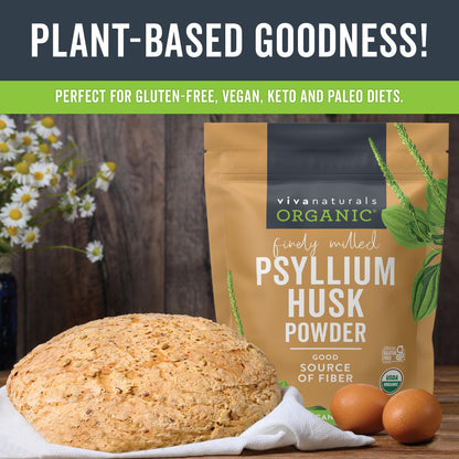 Viva Naturals Organic Psyllium Husk Powder, 24 oz – Finely Ground, Unflavored, Vegan, Keto, Paleo, Non-GMO Plant-Based Superfood, Good Source of Fiber for Gluten-Free Baking, Juices & Smoothies - PrimeBioHealth - canada supplements