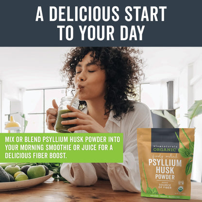 Viva Naturals Organic Psyllium Husk Powder, 24 oz – Finely Ground, Unflavored, Vegan, Keto, Paleo, Non-GMO Plant-Based Superfood, Good Source of Fiber for Gluten-Free Baking, Juices & Smoothies - PrimeBioHealth - canada supplements