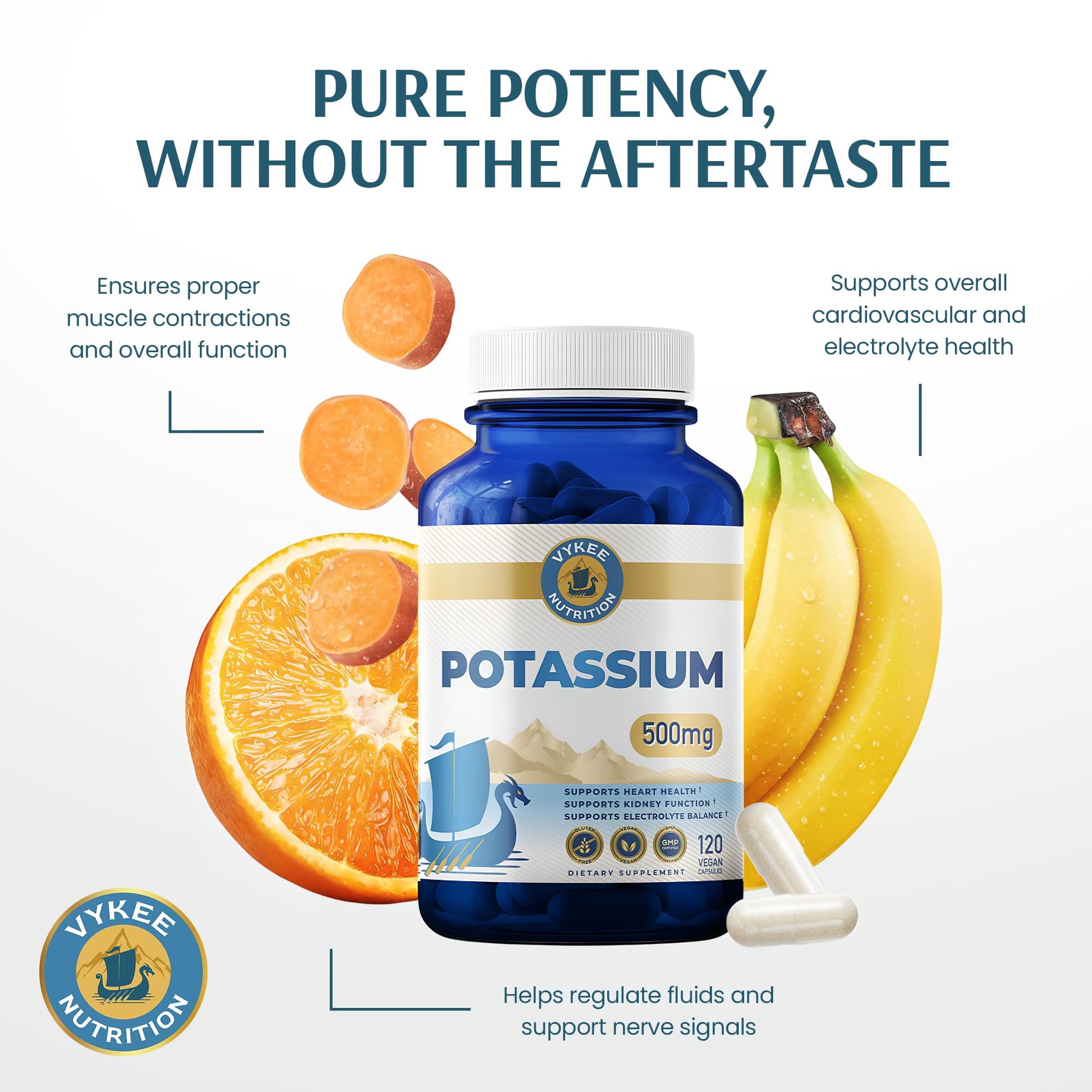 Vykee Nutrition Potassium Citrate Capsules - Supplements for Electrolyte Balance, Muscle & Heart Health - Vegan, Non-GMO, - PrimeBioHealth - canada supplements
