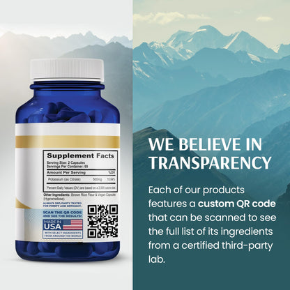 Vykee Nutrition Potassium Citrate Capsules - Supplements for Electrolyte Balance, Muscle & Heart Health - Vegan, Non-GMO, - PrimeBioHealth - canada supplements