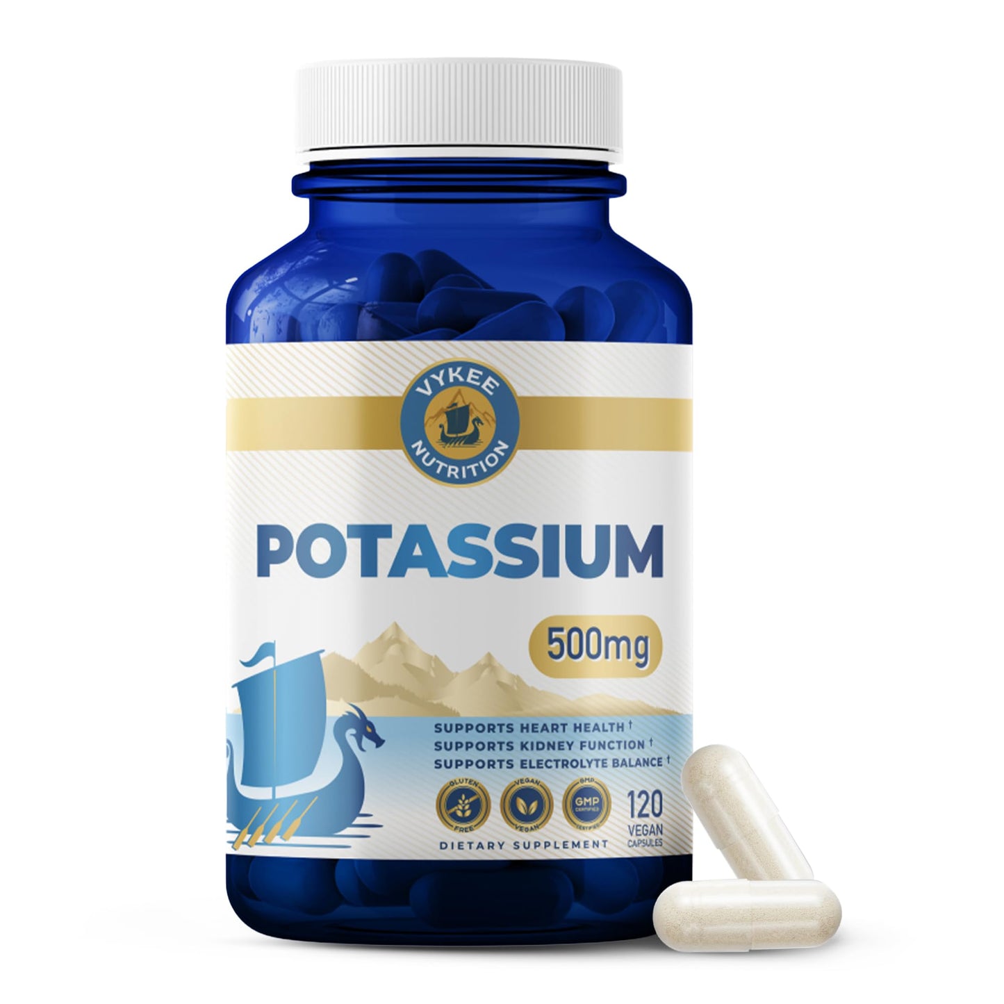 Vykee Nutrition Potassium Citrate Capsules - Supplements for Electrolyte Balance, Muscle & Heart Health - Vegan, Non-GMO, - PrimeBioHealth - canada supplements