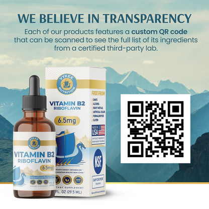 Vykee Nutrition Vitamin B2 Riboflavin Drops - Liquid B2 Supplement for Energy Metabolism, Cellular Function and Vision Support - Vegan, Non-GMO, Gluten-Free - PrimeBioHealth - canada supplements