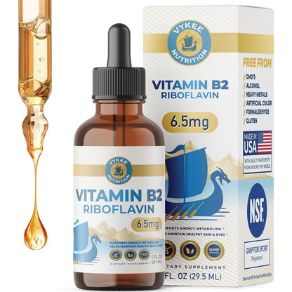 Vykee Nutrition Vitamin B2 Riboflavin Drops - Liquid B2 Supplement for Energy Metabolism, Cellular Function and Vision Support - Vegan, Non-GMO, Gluten-Free - PrimeBioHealth - canada supplements
