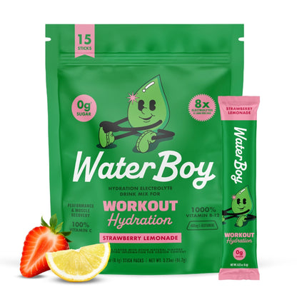 Waterboy Workout Hydration | 2,960mg Sugar Free Electrolyte Powder Packets | L-Glutamine + Vitamins | No Sugar, All Natural, Gluten Free - PrimeBioHealth - canada supplements