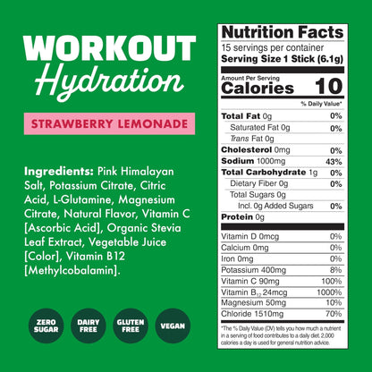 Waterboy Workout Hydration | 2,960mg Sugar Free Electrolyte Powder Packets | L-Glutamine + Vitamins | No Sugar, All Natural, Gluten Free - PrimeBioHealth - canada supplements
