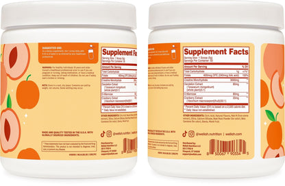 Wellah Creatine for Women - Creatine Monohydrate with Dandelion & Cranberry Extract (50 Servings, Clementine Peach) - PrimeBioHealth - canada supplements