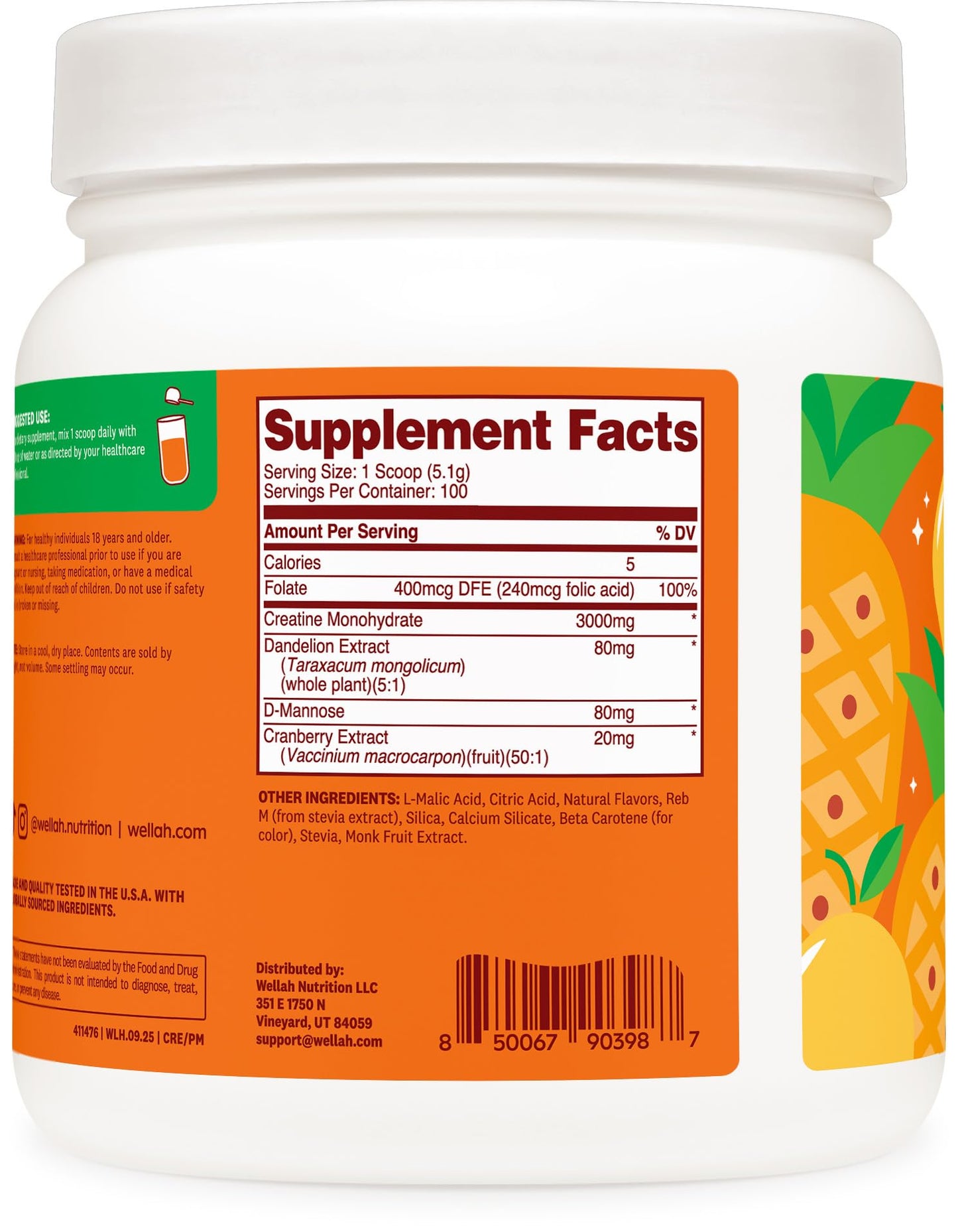 Wellah Creatine for Women - Creatine Monohydrate with Dandelion & Cranberry Extract (50 Servings, Strawberry Lemonade) | Creatine Monohydrate with Dandelion & Cranberry Extract - PrimeBioHealth - canada supplements