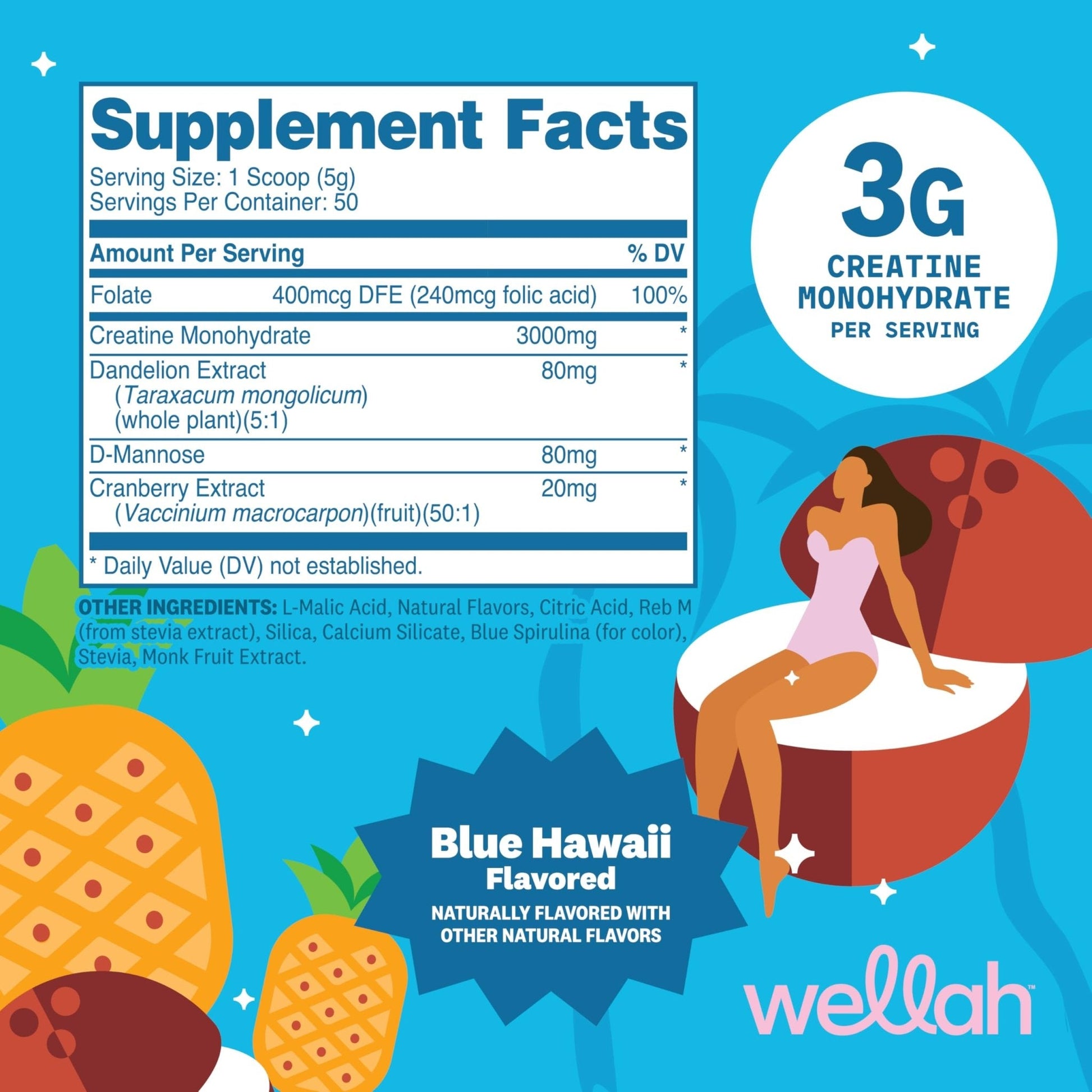 Wellah Creatine for Women - Creatine Monohydrate with Dandelion & Cranberry Extract (50 Servings, Strawberry Lemonade) | Creatine Monohydrate with Dandelion & Cranberry Extract - PrimeBioHealth - canada supplements
