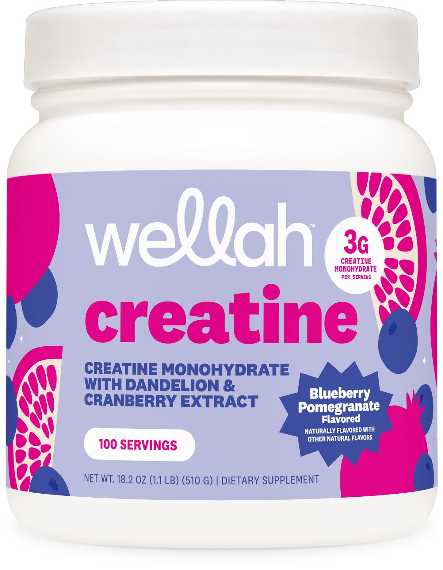 Wellah Creatine for Women - Creatine Monohydrate with Dandelion & Cranberry Extract (50 Servings, Strawberry Lemonade) | Creatine Monohydrate with Dandelion & Cranberry Extract - PrimeBioHealth - canada supplements