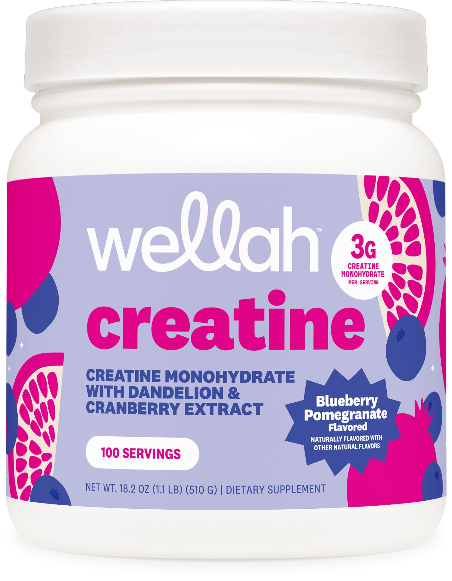 Wellah Creatine for Women - Creatine Monohydrate with Dandelion & Cranberry Extract (50 Servings, Strawberry Lemonade) | Creatine Monohydrate with Dandelion & Cranberry Extract - PrimeBioHealth - canada supplements