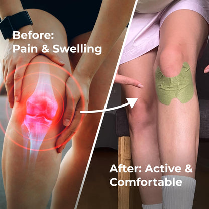 Wellnee Original Herbal Knee Patch - Wellknee Plaster for Knee Support & Muscle Pain - Maximum Strength for a Temporary Relief - Adhesive Heat Patches Made with Natural Herbs for Wellness (10 Pads (Pack of 1)) - PrimeBioHealth - canada supplements