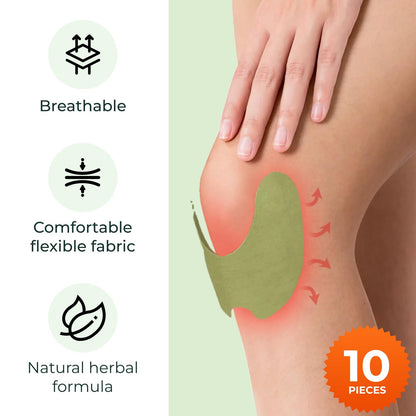 Wellnee Original Herbal Knee Patch - Wellknee Plaster for Knee Support & Muscle Pain - Maximum Strength for a Temporary Relief - Adhesive Heat Patches Made with Natural Herbs for Wellness (10 Pads (Pack of 1)) - PrimeBioHealth - canada supplements