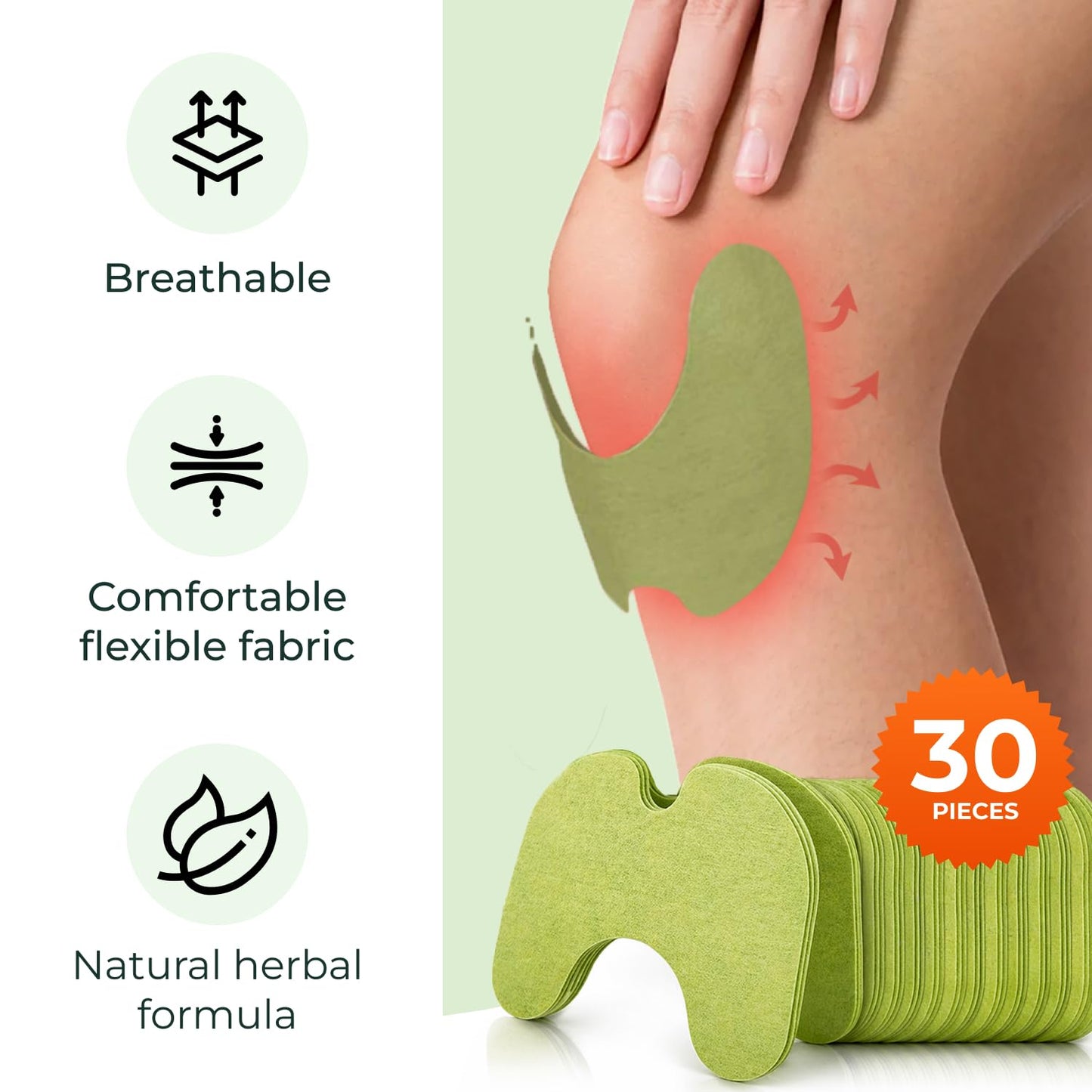 Wellnee Original Herbal Knee Patch - Wellknee Plaster for Knee Support & Muscle Pain - Maximum Strength for a Temporary Relief - Adhesive Heat Patches Made with Natural Herbs for Wellness (10 Pads (Pack of 1)) - PrimeBioHealth - canada supplements