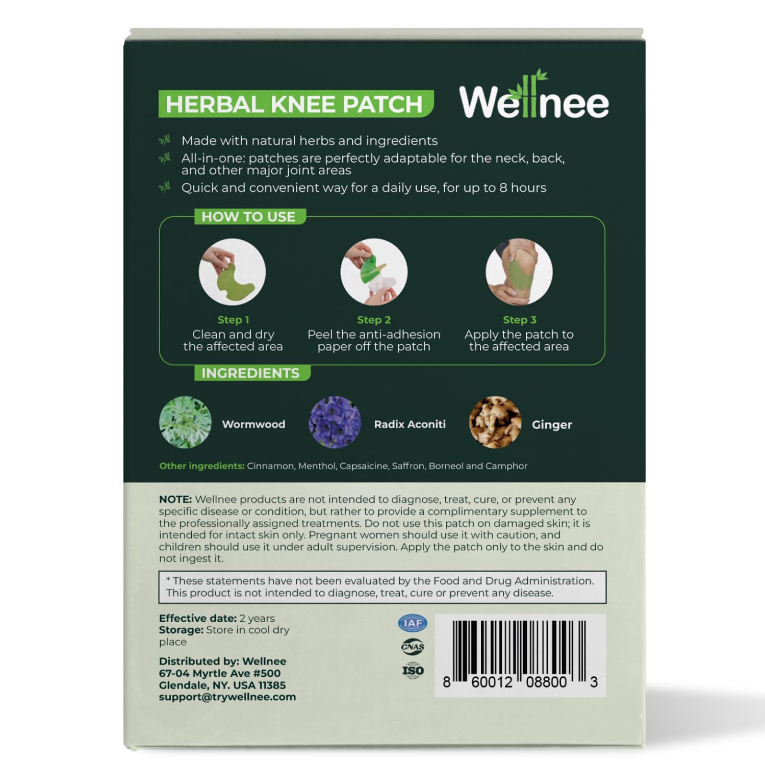 Wellnee Original Herbal Knee Patch - Wellknee Plaster for Knee Support & Muscle Pain - Maximum Strength for a Temporary Relief - Adhesive Heat Patches Made with Natural Herbs for Wellness (10 Pads (Pack of 1)) - PrimeBioHealth - canada supplements