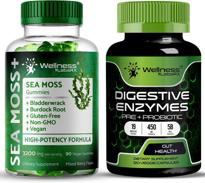 WELLNESS LABSRX Digestive Enzymes Capsules with Sea Moss Gummies | Bundle - PrimeBioHealth - canada supplements