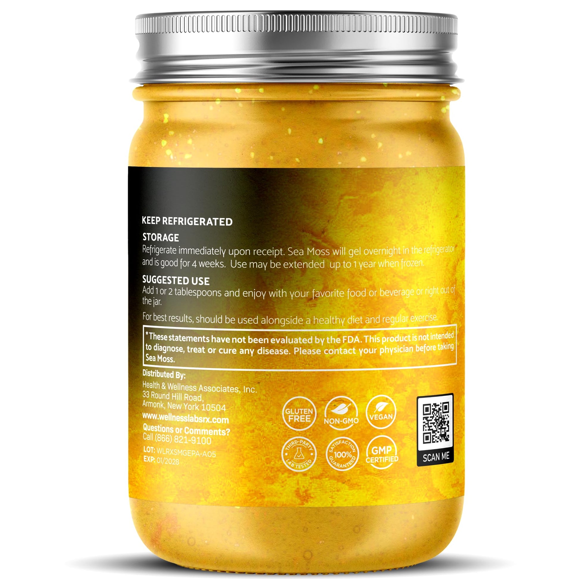 WELLNESS LABSRX Irish Sea Moss Gel Raw - Wildcrafted Superfood Seamoss Gel - Pineapple Mango Flavor, Vitamin and Mineral-Rich from Pristine Caribbean Waters - 10 oz. - PrimeBioHealth - canada supplements