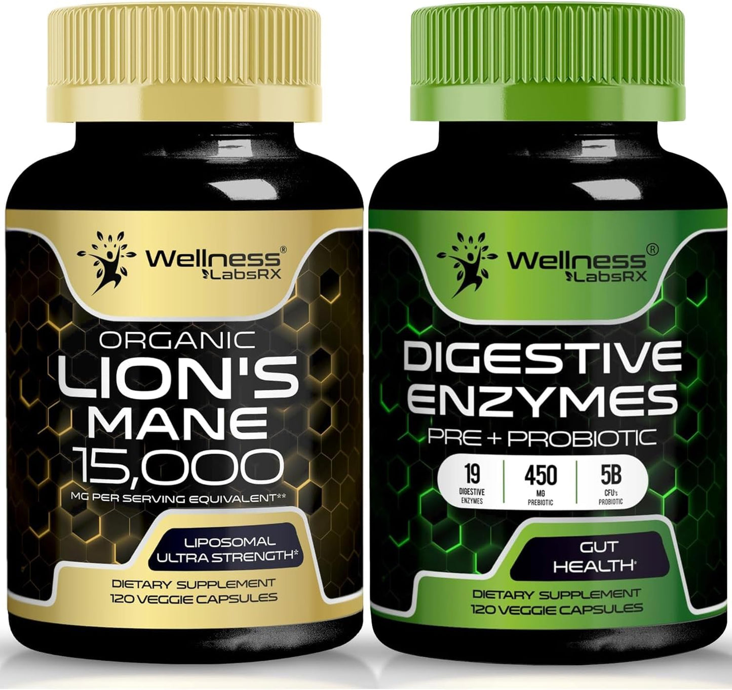 WELLNESS LABSRX Lions Mane Capsules | Digestive Enzymes Capsules | Bundle - PrimeBioHealth - canada supplements