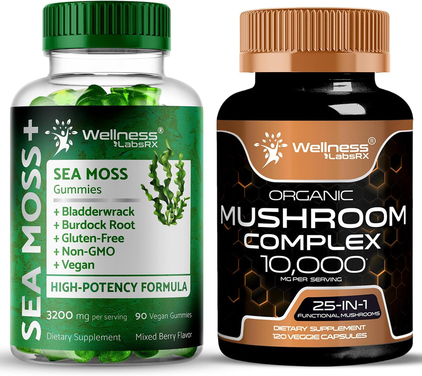 WELLNESS LABSRX Mushroom Supplement Capsules - Sea Moss Gummies | Bundle - PrimeBioHealth - canada supplements