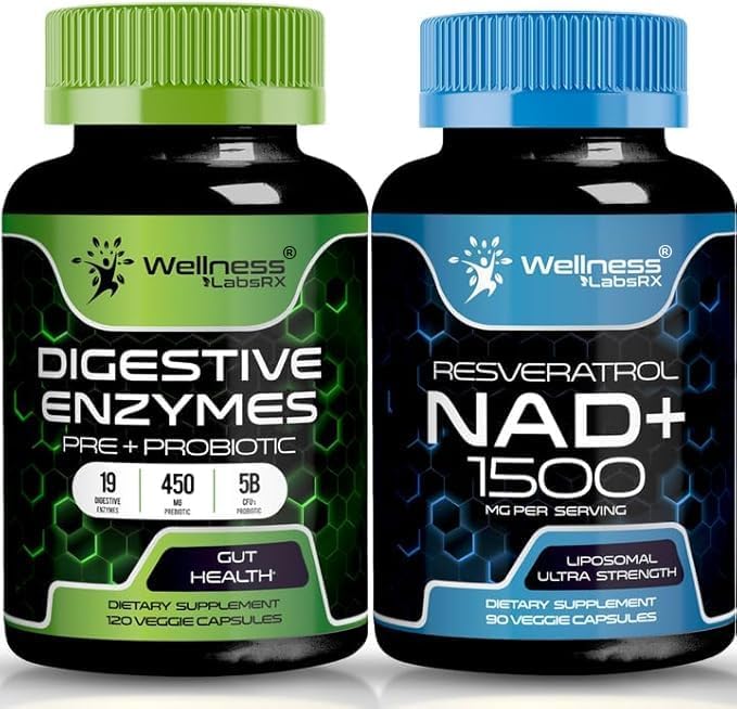 WELLNESS LABSRX NAD Supplement Capsules | Digestive Enzymes Capsules | Bundle - PrimeBioHealth - canada supplements