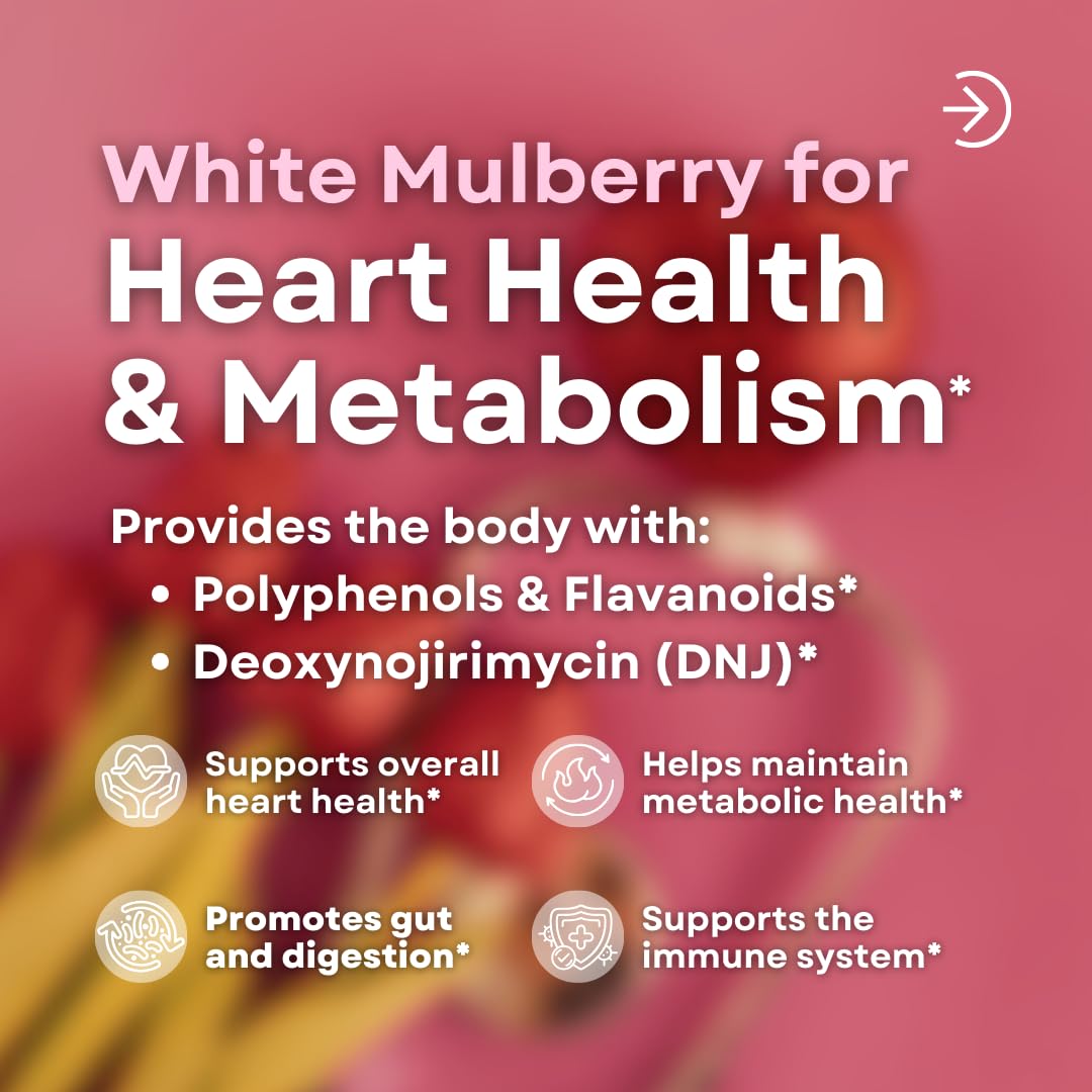 White Mulberry Leaf Extract 1000mg - 12:1 Morus Alba Extract - Antioxidant, Heart Health, Overall Metabolism Support - 180 Veggie Capsules - Non GMO, Gluten Free, Vegan Friendly Supplement - PrimeBioHealth - canada supplements