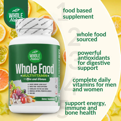 Whole Nature Whole Food Multivitamin for Men and Women Complete Daily Superfood Vitamins Plus Minerals Digestive Enzymes - PrimeBioHealth - canada supplements