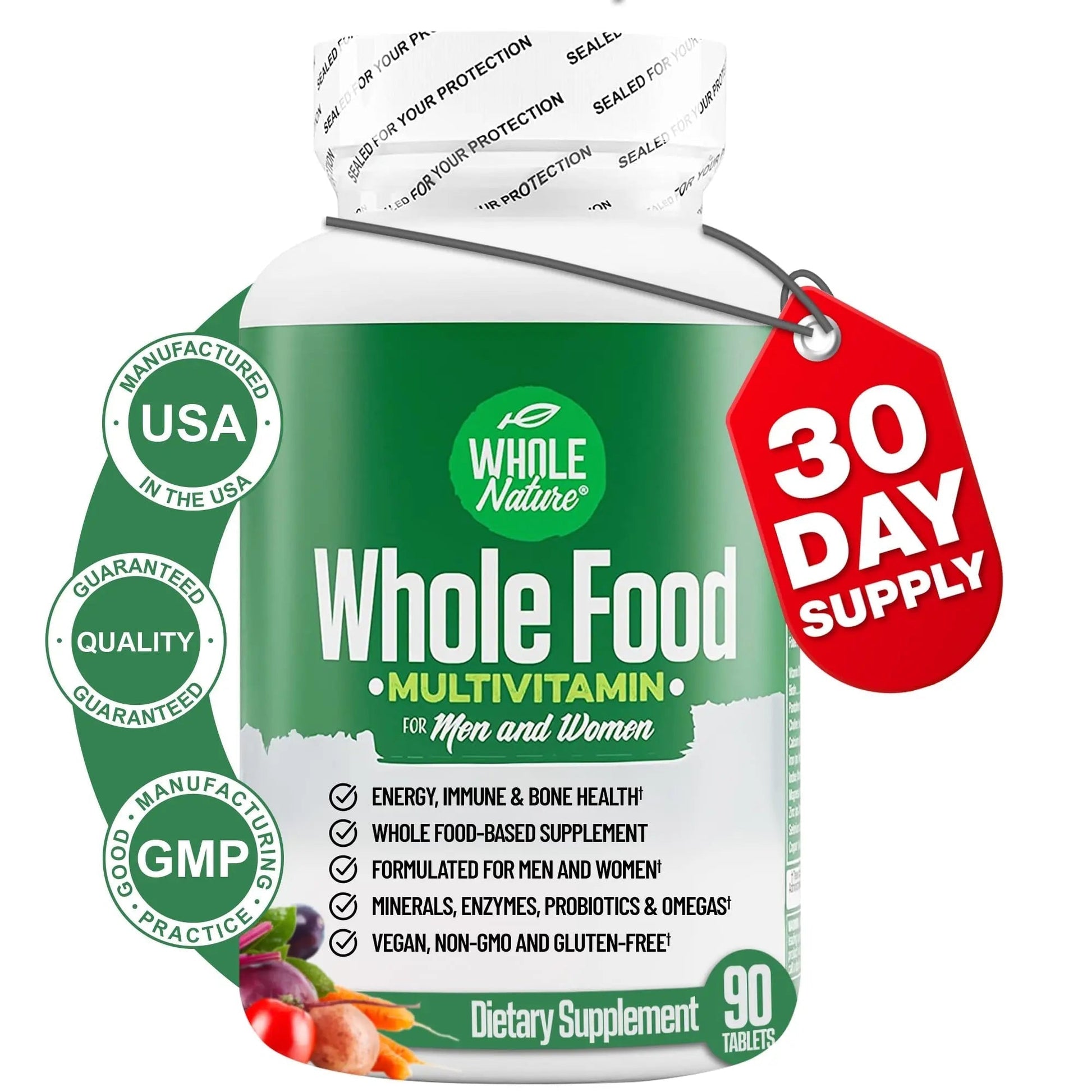 Whole Nature Whole Food Multivitamin for Men and Women Complete Daily Superfood Vitamins Plus Minerals Digestive Enzymes - PrimeBioHealth - canada supplements