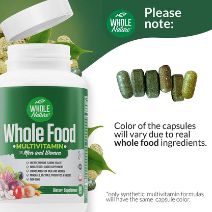 Whole Nature Whole Food Multivitamin for Men and Women Complete Daily Superfood Vitamins Plus Minerals Digestive Enzymes - PrimeBioHealth - canada supplements