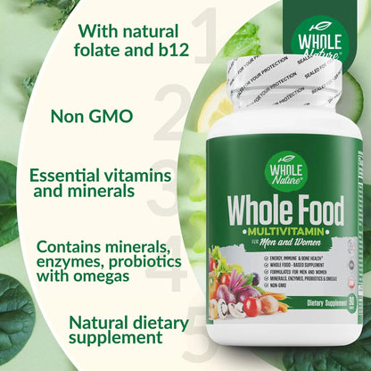 Whole Nature Whole Food Multivitamin for Men and Women Complete Daily Superfood Vitamins Plus Minerals Digestive Enzymes - PrimeBioHealth - canada supplements