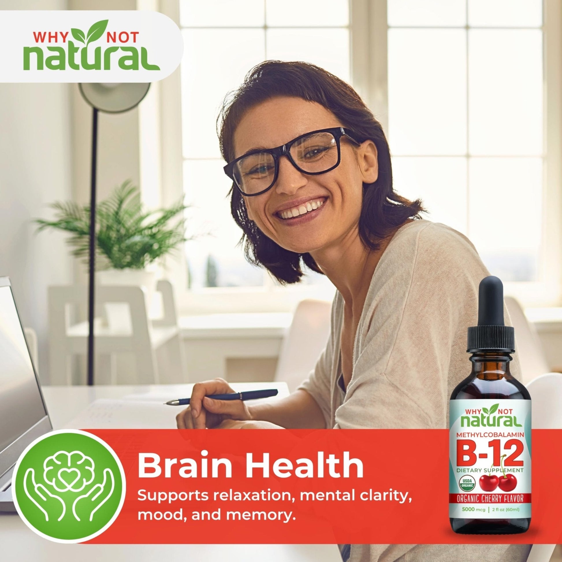 Why Not Natural Organic Vitamin B12 Liquid - Sublingual Extra Strength 60 x 5000 mcg Methylcobalamin Drops, Vegan, - PrimeBioHealth - canada supplements