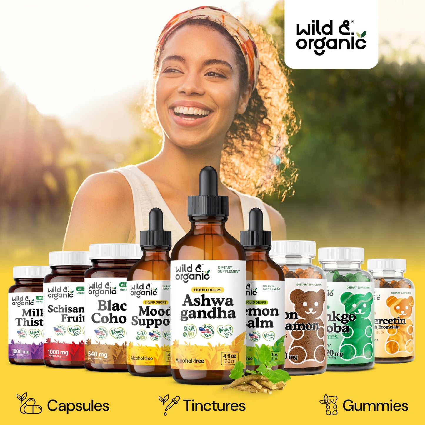 Wild & Organic Ashwagandha Drops - Mood Support & Positive Energy - 500 mg Ashwagandha for Women & Men - Add to Tea Liquid Extract for Relaxation - Non-GMO, Sugar & Alcohol-Free Tincture - 4 fl oz - PrimeBioHealth - canada supplements