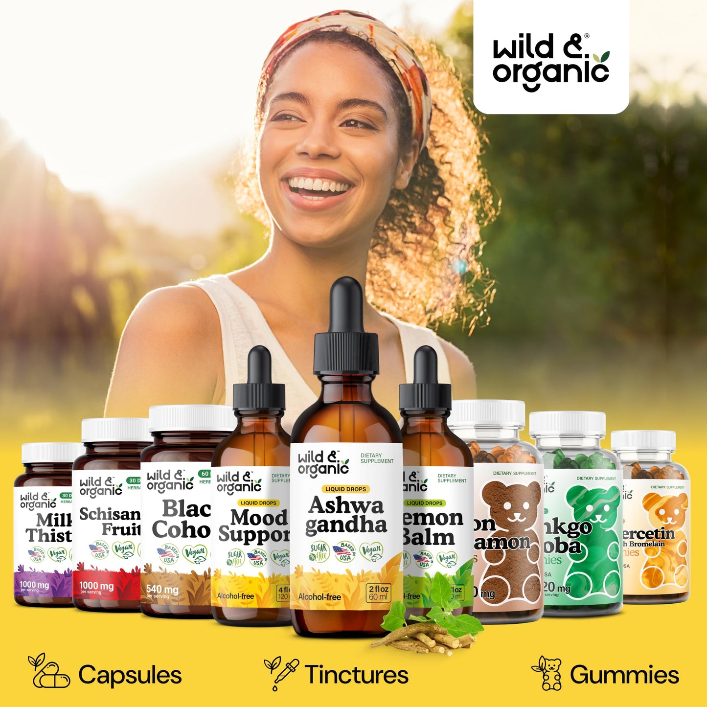 Wild & Organic Ashwagandha Drops - Mood Support & Positive Energy - 500 mg Ashwagandha for Women & Men - Add to Tea Liquid Extract for Relaxation - Non-GMO, Sugar & Alcohol-Free Tincture - 4 fl oz - PrimeBioHealth - canada supplements