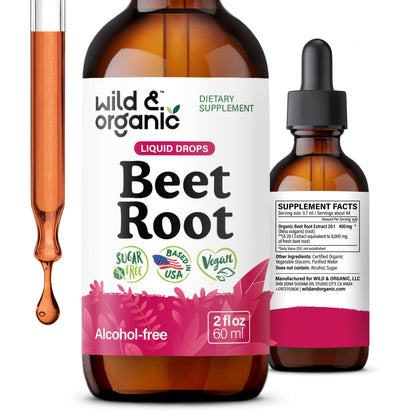 Wild & Organic Beet Root Extract Drops - Energy Support - Liquid Red Beets Supplements - 400 mg per Serving - Mix with Powder - Vegan, Sugar & Alcohol - 4 fl oz - PrimeBioHealth - canada supplements