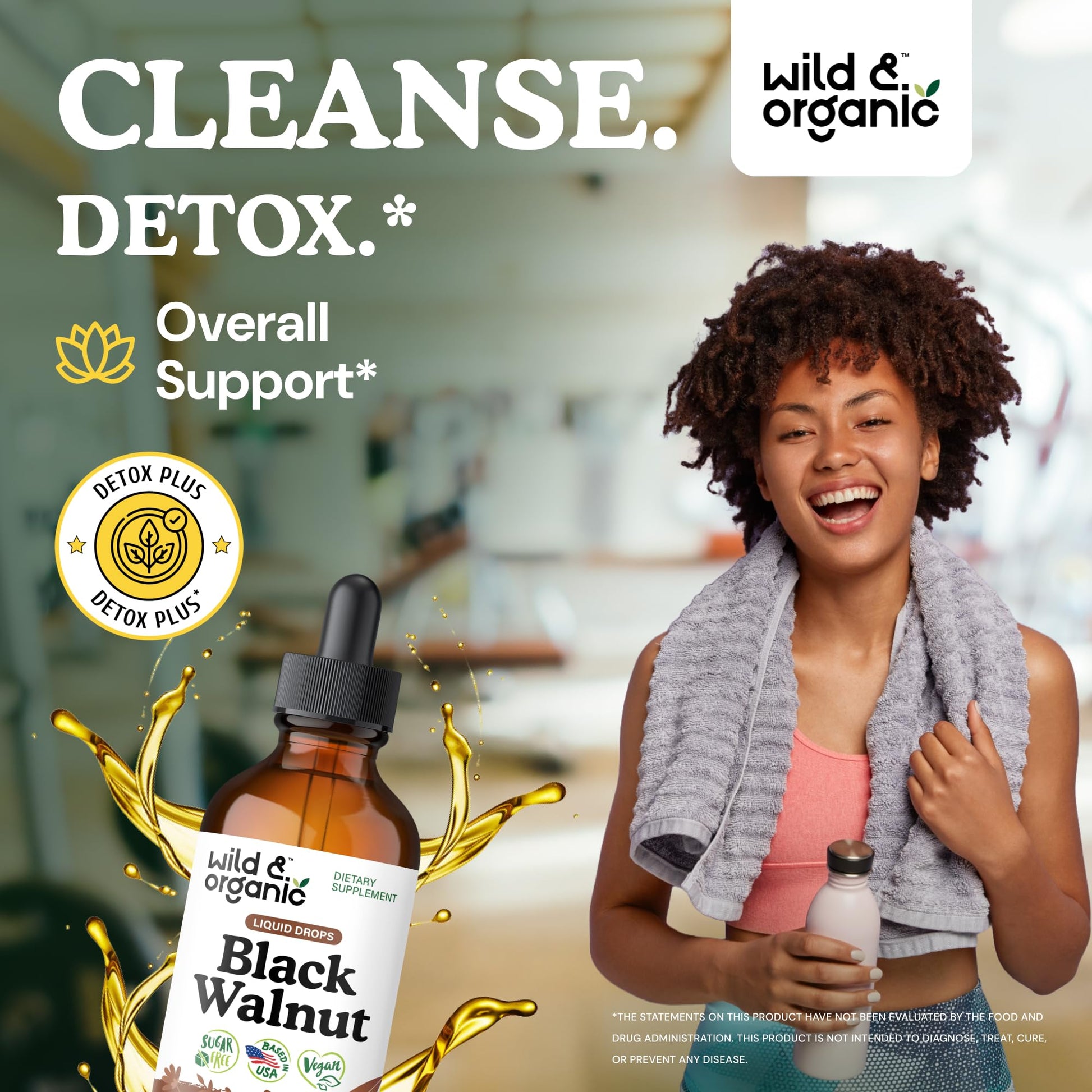 Wild & Organic Black Walnut Hull Tincture - Cleanse & Gut Support - Black Walnut Extract Supplement - Fast Absorption Liquid Drops - Add to Tea & Mix with Powder - Without Alcohol & Sugar - 4 fl oz - PrimeBioHealth - canada supplements