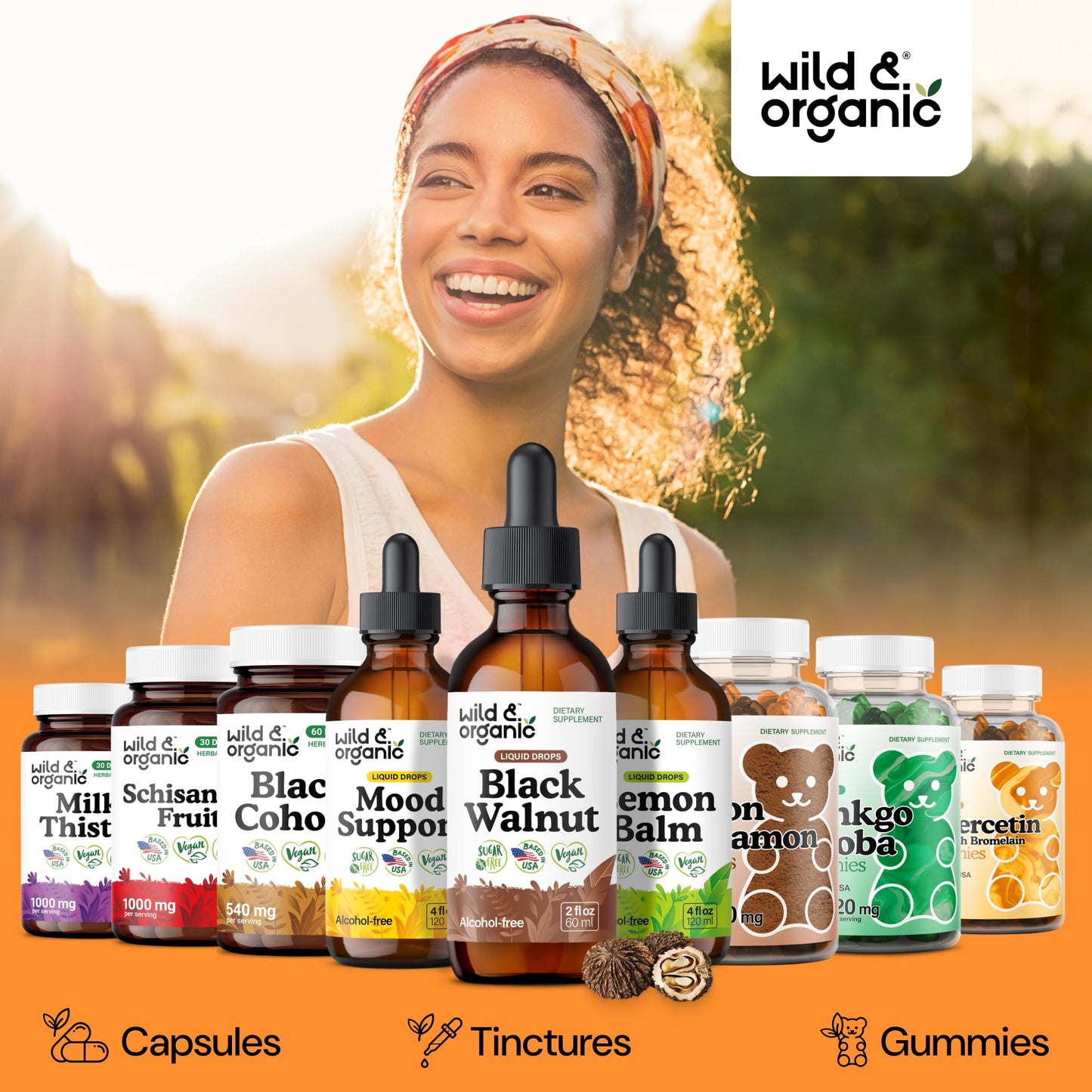 Wild & Organic Black Walnut Hull Tincture - Cleanse & Gut Support - Black Walnut Extract Supplement - Fast Absorption Liquid Drops - Add to Tea & Mix with Powder - Without Alcohol & Sugar - 4 fl oz - PrimeBioHealth - canada supplements