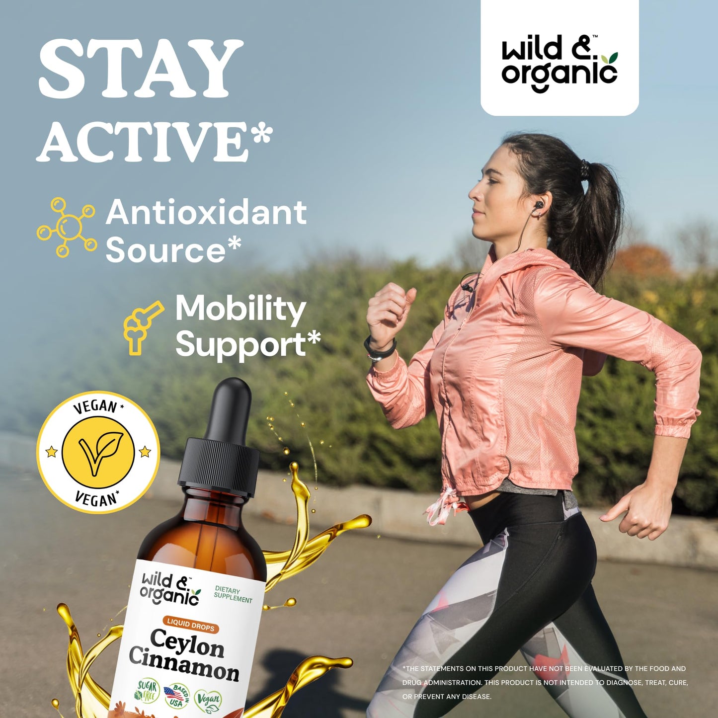 Wild & Organic Ceylon Cinnamon Supplements 500mg - Antioxidant Support - Ceylon Cinnamon Drops - Add to Tea Liquid Extract - Cinnamomum Verum Bark - Unflavored, Sugar & Alcohol-Free Tincture - 4 fl oz - PrimeBioHealth - canada supplements