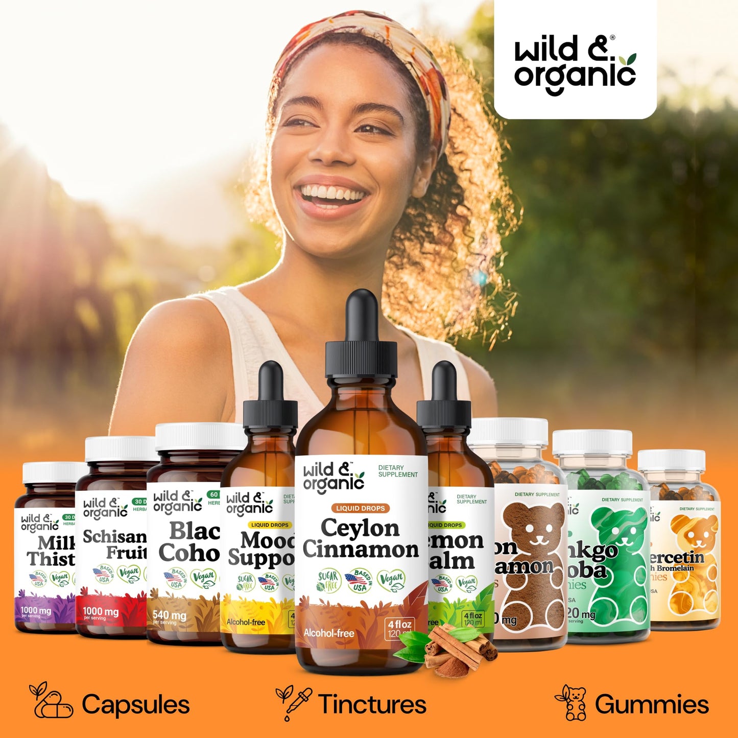Wild & Organic Ceylon Cinnamon Supplements 500mg - Antioxidant Support - Ceylon Cinnamon Drops - Add to Tea Liquid Extract - Cinnamomum Verum Bark - Unflavored, Sugar & Alcohol-Free Tincture - 4 fl oz - PrimeBioHealth - canada supplements