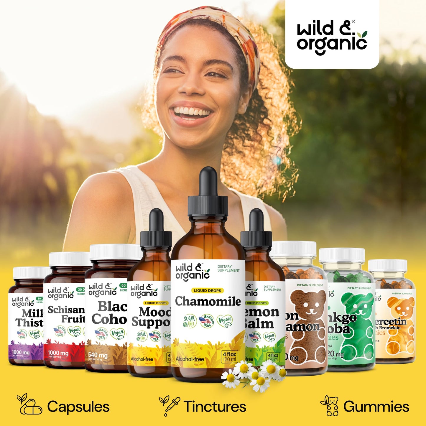 Wild & Organic Chamomile Flowers Drops - Add to Tea for Relaxation Support - 500 mg Chamomile Extract Liquid Drops - Calming Herbal Supplement - 56-Day Supply - Vegan, Sugar & Alcohol-Free - 4 fl oz - PrimeBioHealth - canada supplements