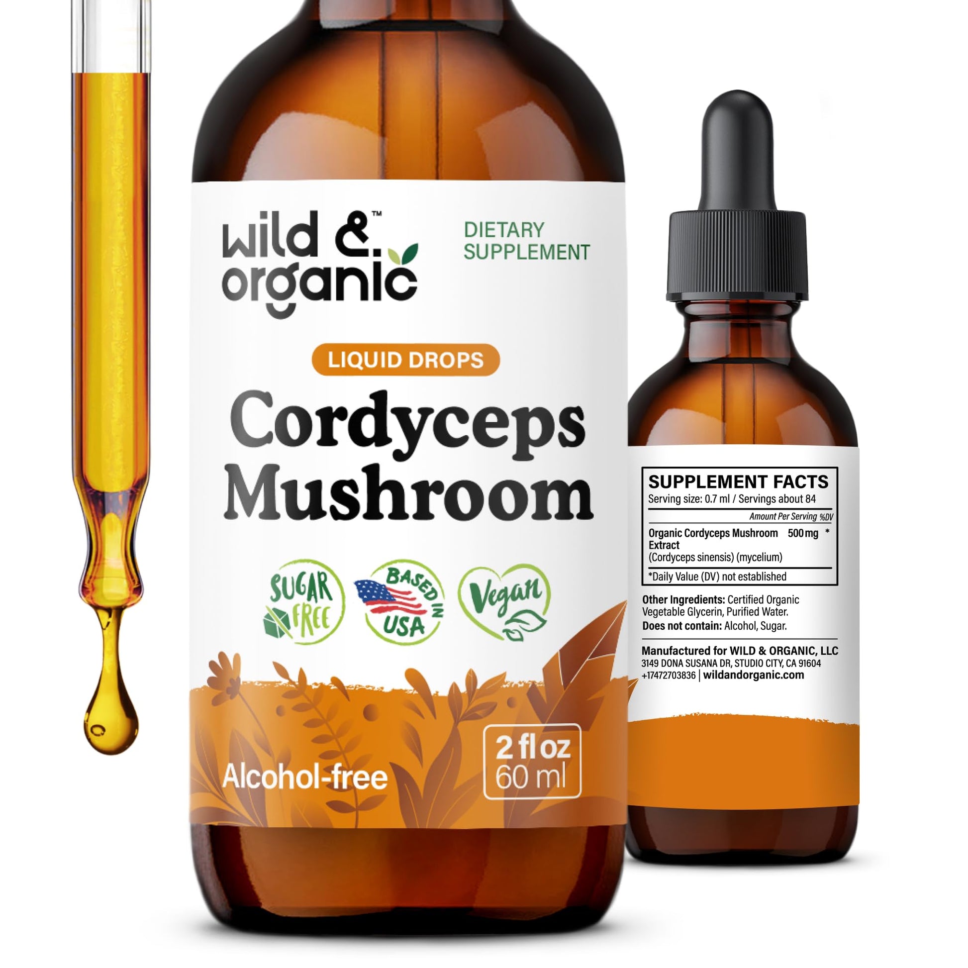 Wild & Organic Cordyceps Mushroom Tincture - Energy & Immune Support - Cordyceps Sinensis Extract Supplement - Liquid Mushroom Drops - Add to Tea & Mix with Powder - Sugar & Alcohol-Free - 4 fl oz - PrimeBioHealth - canada supplements