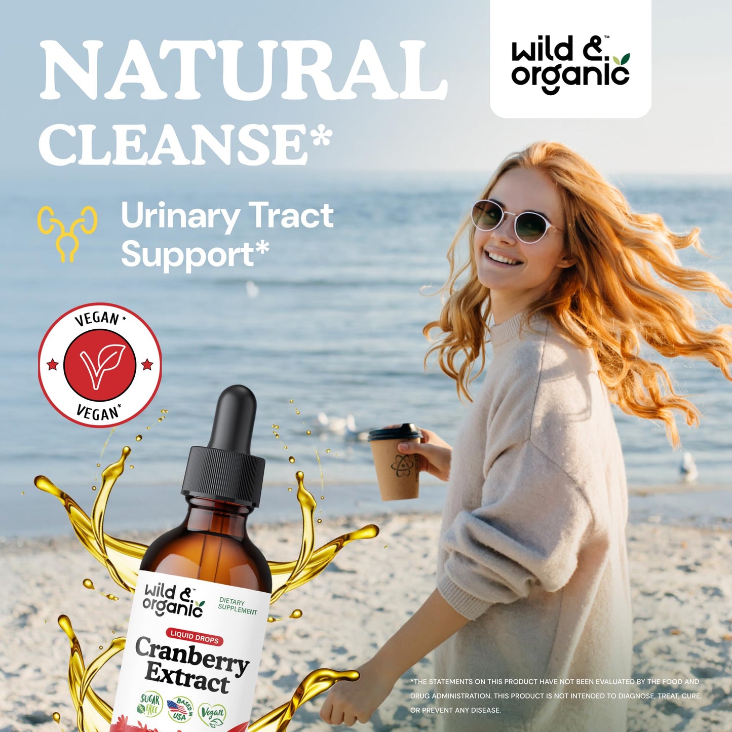 Wild & Organic Cranberry Concentrate Liquid Drops - Urinary Tract Support with Cranberry Supplement for Women & Men - 500 mg Extract per Serving - Vegan, Sugar & Alcohol-Free - 4 fl oz - PrimeBioHealth - canada supplements