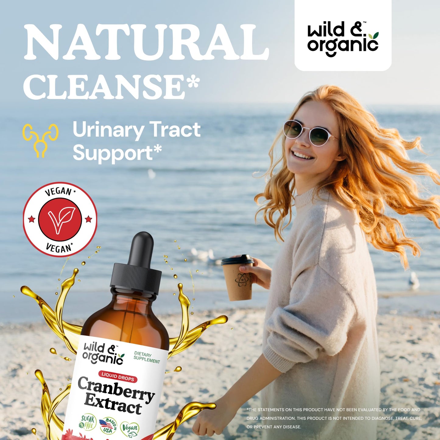 Wild & Organic Cranberry Concentrate Liquid Drops - Urinary Tract Support with Cranberry Supplement for Women & Men - 500 mg Extract per Serving - Vegan, Sugar & Alcohol-Free - 4 fl oz - PrimeBioHealth - canada supplements