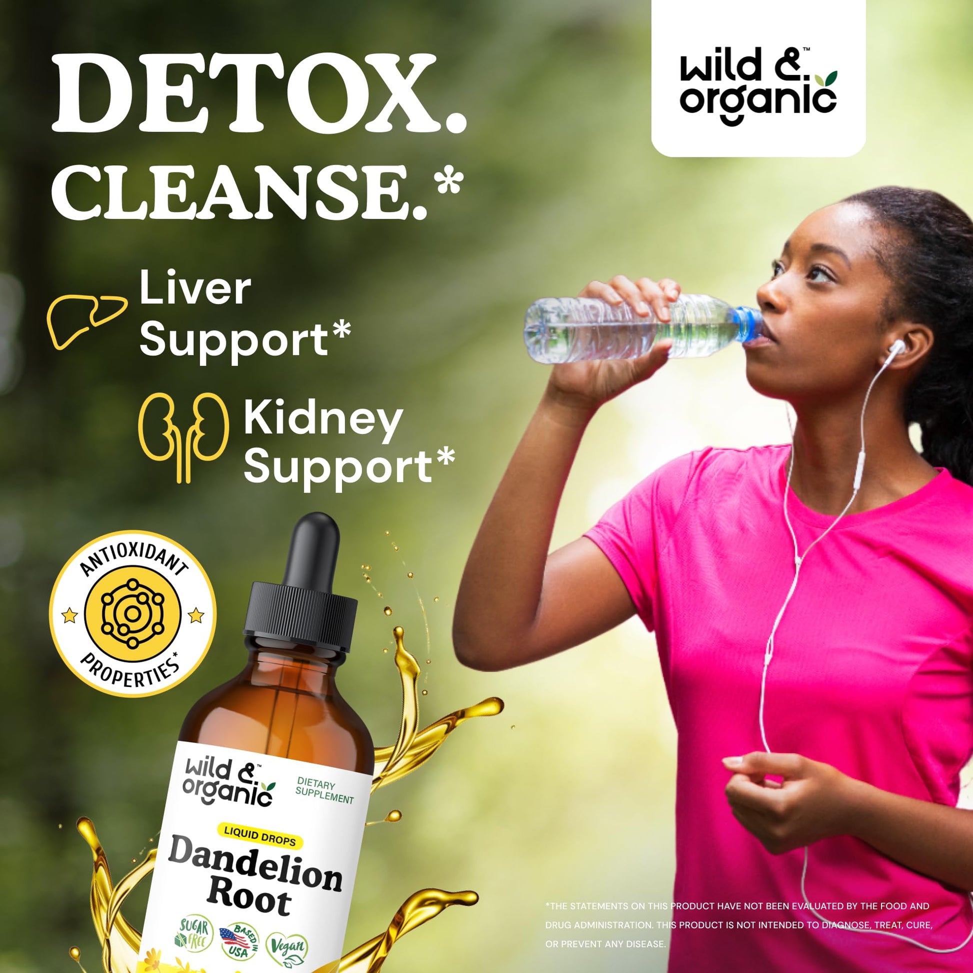 Wild & Organic Dandelion Root Extract Drops - Liver Cleanse Detox - Herbal Dandelion Tincture - Liver Support Supplement - Add to Tea - Vegan, Sugar & Alcohol-Free Liquid Drops - 4 fl oz - PrimeBioHealth - canada supplements