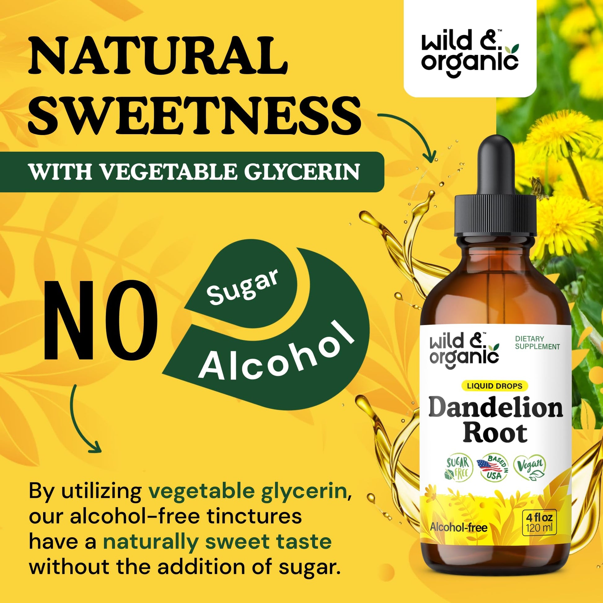 Wild & Organic Dandelion Root Extract Drops - Liver Cleanse Detox - Herbal Dandelion Tincture - Liver Support Supplement - Add to Tea - Vegan, Sugar & Alcohol-Free Liquid Drops - 4 fl oz - PrimeBioHealth - canada supplements