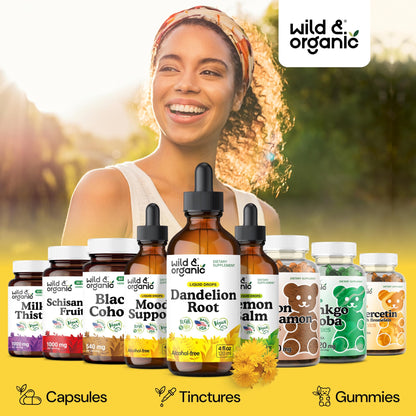 Wild & Organic Dandelion Root Extract Drops - Liver Cleanse Detox - Herbal Dandelion Tincture - Liver Support Supplement - Add to Tea - Vegan, Sugar & Alcohol-Free Liquid Drops - 4 fl oz - PrimeBioHealth - canada supplements