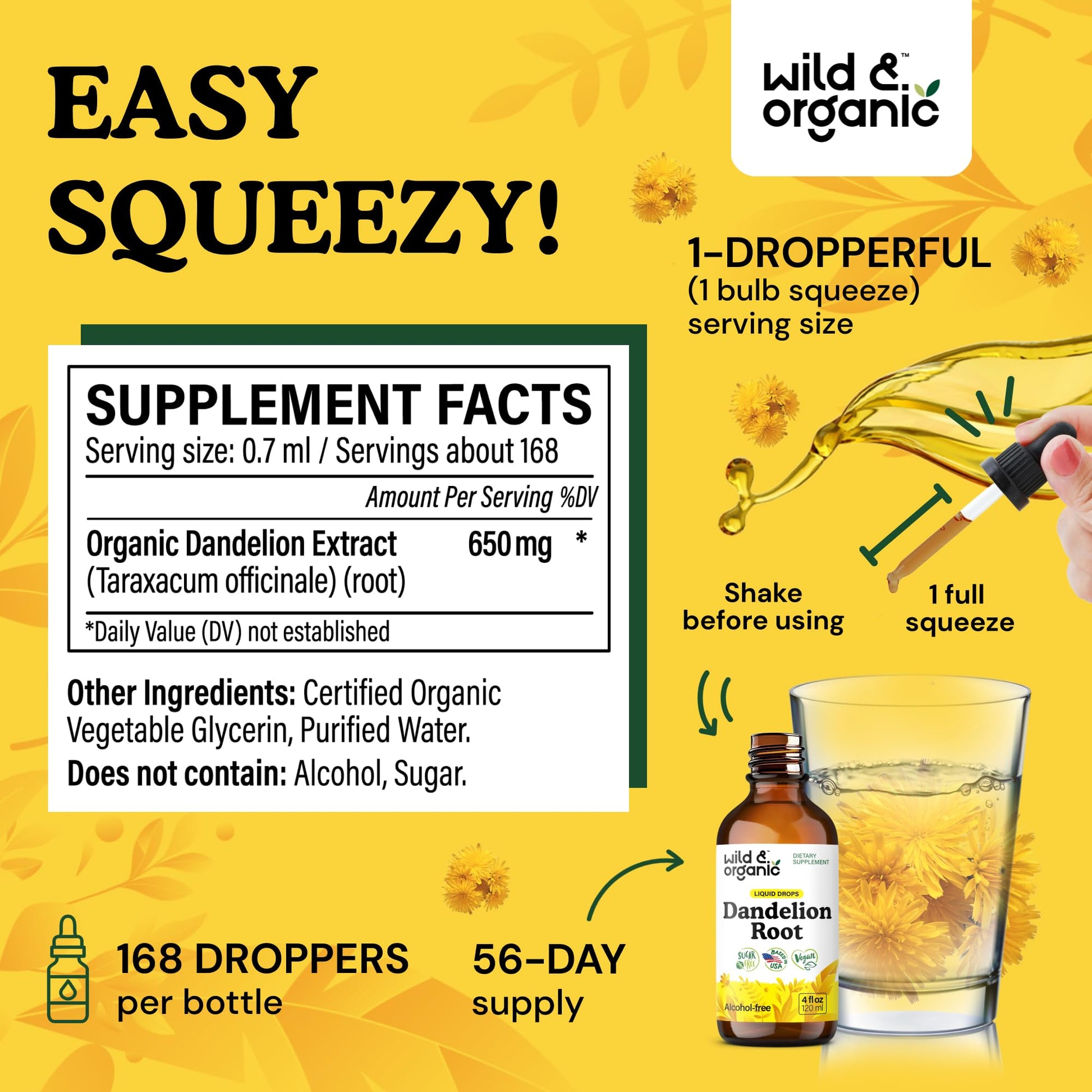 Wild & Organic Dandelion Root Extract Drops - Liver Cleanse Detox - Herbal Dandelion Tincture - Liver Support Supplement - Add to Tea - Vegan, Sugar & Alcohol-Free Liquid Drops - 4 fl oz - PrimeBioHealth - canada supplements