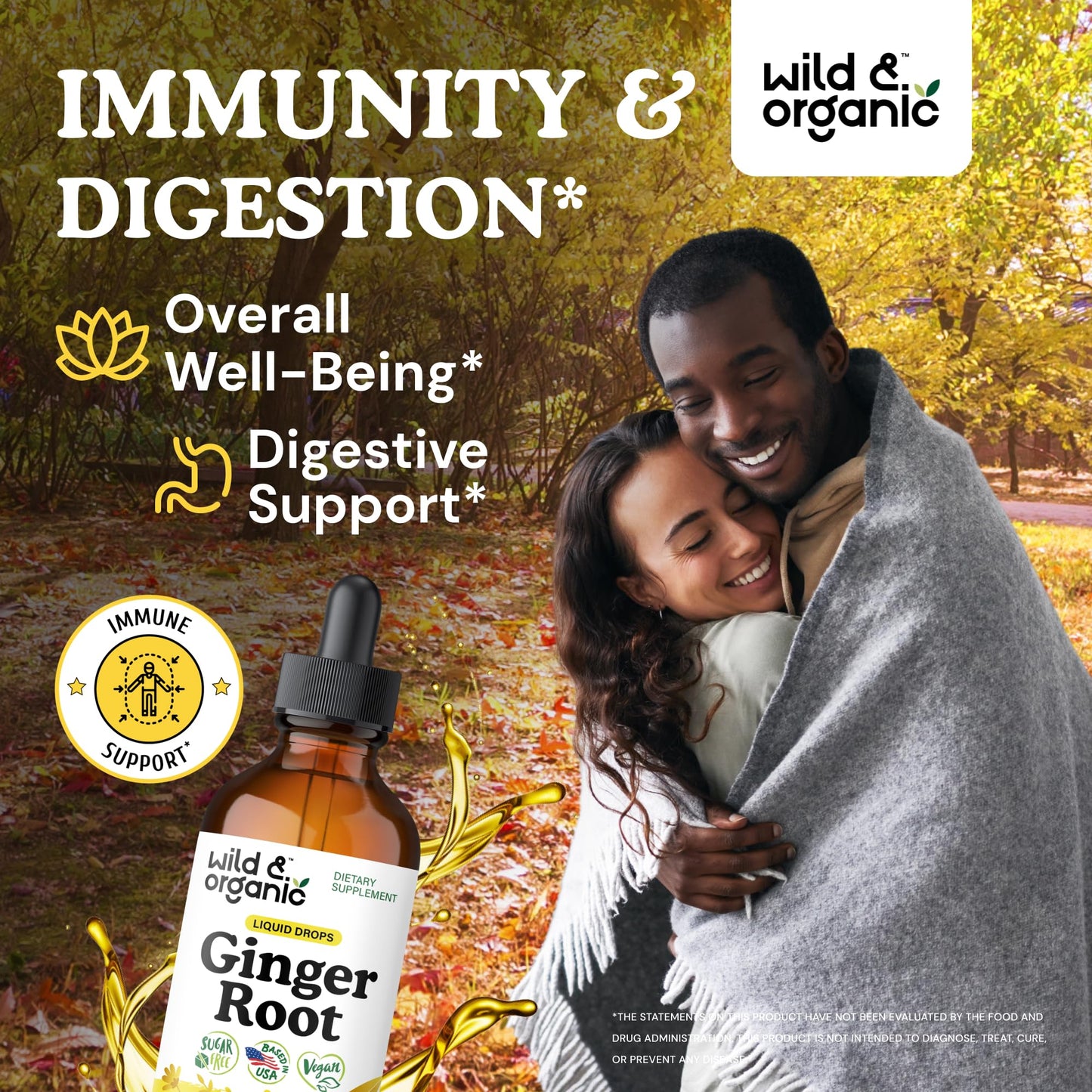 Wild & Organic Ginger Root Extract Drops - Immune & Digestive Support - Liquid Ginger Supplements - Easy to Add to Tea - Vegan, Sugar & Alcohol-Free Tincture - 4 fl oz - PrimeBioHealth - canada supplements