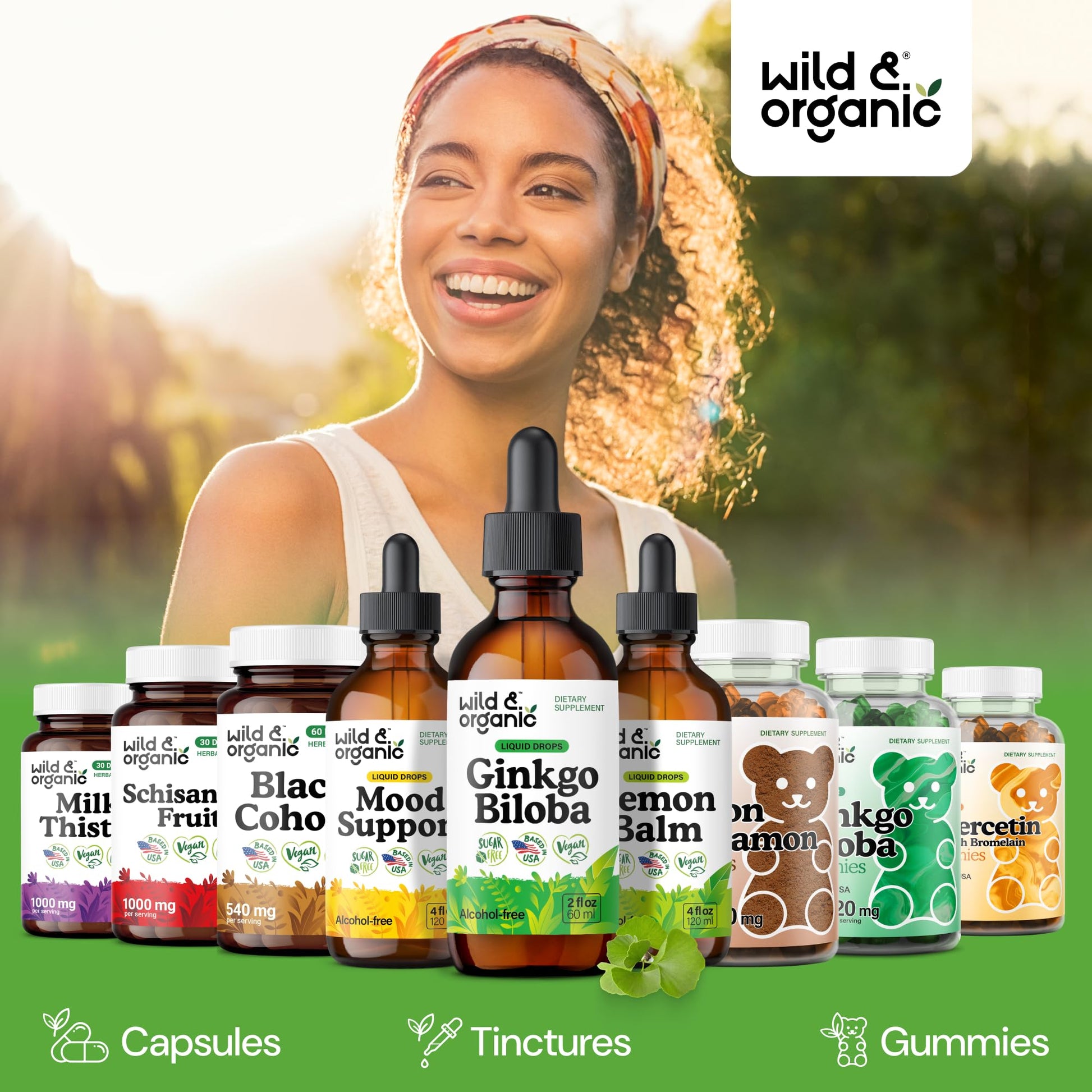 Wild & Organic Ginkgo Biloba Extract Drops - Brain & Focus Support - Liquid Ginkgo Biloba Supplements - Vegan, Sugar & Alcohol-Free Herbal Tincture - 4 fl oz - PrimeBioHealth - canada supplements