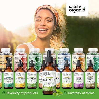 Wild & Organic Green Tea Extract Liquid Drops - Antioxidant Support - Pure Green Tea Supplement - 84-Day Supply - Vegan, Sugar & Alcohol-Free Camellia Sinensis Tincture - 4 fl oz - PrimeBioHealth - canada supplements