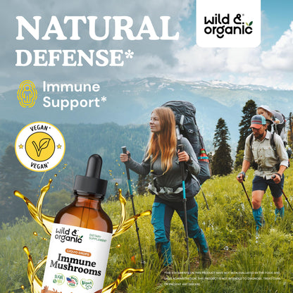 Wild & Organic Immune Mushroom Tincture - 8-in-1 Immune Support with Chaga, Reishi, Turkey Tail, Lion’s Mane, Maitake Extract - Liquid Mushroom Supplement - Vegan, Sugar & Alcohol-Free Drops - 4 oz - PrimeBioHealth - canada supplements