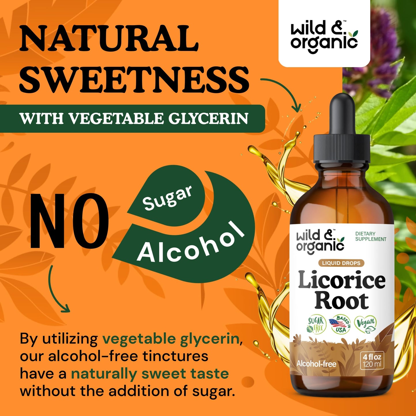 Wild & Organic Licorice Root Tincture - Digestive, Lung & Skin Support - Licorice Root Extract Liquid Drops - Vegan, Sugar & Alcohol-Free Supplement - 4 fl oz - PrimeBioHealth - canada supplements