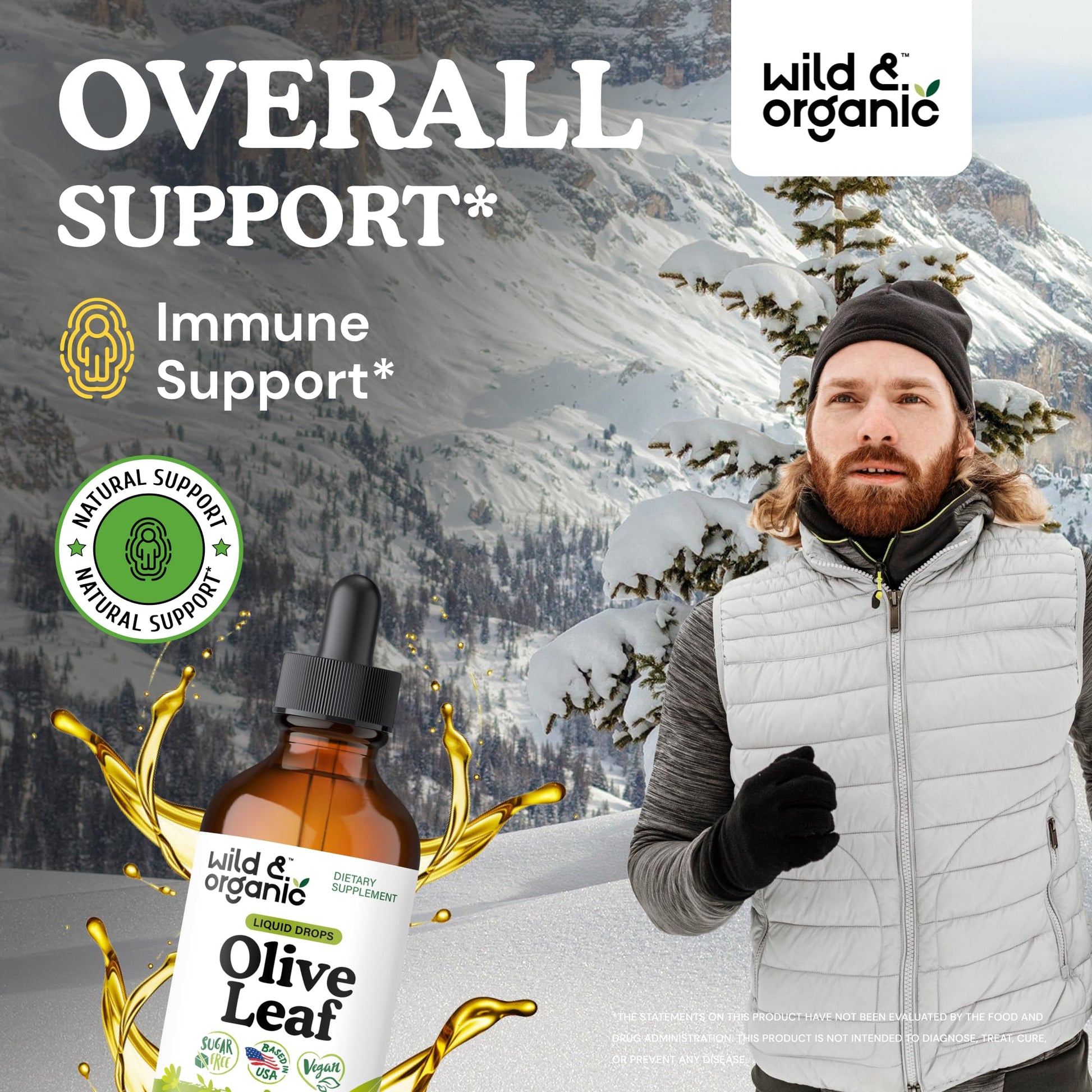 Wild & Organic Olive Leaf Extract Liquid Drops - Immune & Antioxidant Support - Oleuropein Supplement - Add to Tea Olive Leaf Tincture - Vegan, Sugar & Alcohol Free - 4 fl oz - PrimeBioHealth - canada supplements